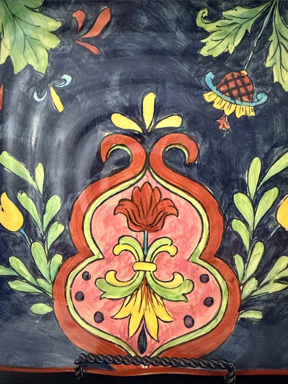 Talavera Hand Painted Mexican Design 9” Vintage Serving/Wall Plate